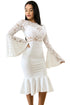 Sexy White Lace Bell Mermaid Bodycon Party Dress